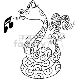 snake playing the maracas in black and white