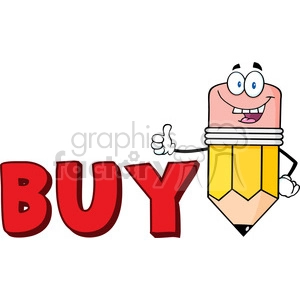 5944 Royalty Free Clip Art Happy Pencil Cartoon Character Giving A Thumb Up With Text Buy