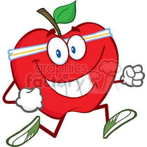 5782 Royalty Free Clip Art Healthy Red Apple Jogging