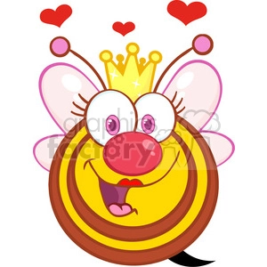 5587 Royalty Free Clip Art Happy Queen Bee Cartoon Mascot Character With Hearts