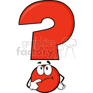 6267 Royalty Free Clip Art Red Question Mark Cartoon Character Thinking