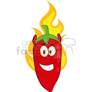 6772 Royalty Free Clip Art Red Chili Pepper Devil Cartoon Mascot Character On Fire