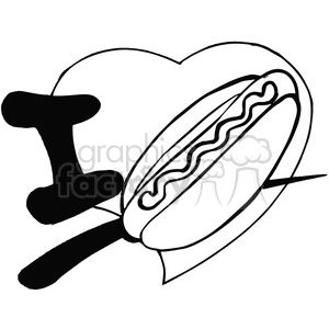 I love hotdogs black and white image