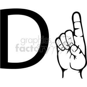 ASL sign language D clipart illustration worksheet