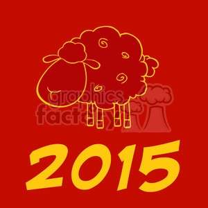 Royalty Free Clipart Illustration Happy New Year Of The Sheep 2015 Design Card In Red And Yellow