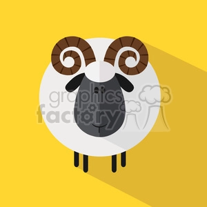 8239 Royalty Free RF Clipart Illustration Cute Ram Sheep Modern Flat Design Vector Illustration