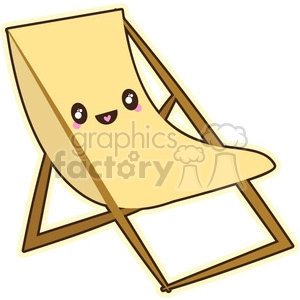Beach lounge chair cartoon character vector clip art image
