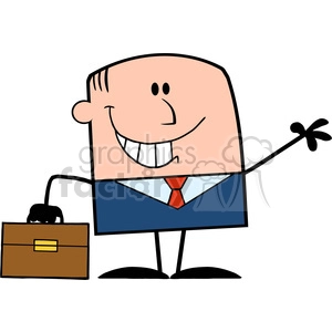Royalty Free RF Clipart Illustration Smiling Businessman Cartoon Character Waving