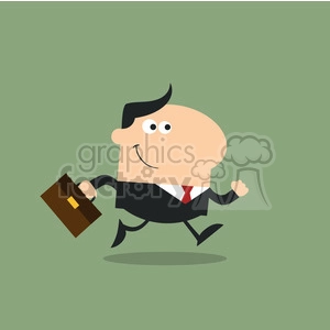 8268 Royalty Free RF Clipart Illustration Smiling Manager With Briefcase Running To Work Modern Flat Design Vector Illustration