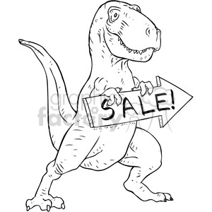 Trex holding sale sign vector illustration