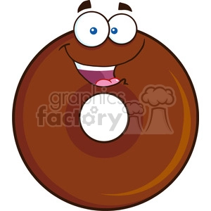 8705 Royalty Free RF Clipart Illustration Happy Chocolate Donut Cartoon Character Vector Illustration Isolated On White
