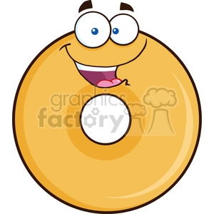 8645 Royalty Free RF Clipart Illustration Happy Donut Cartoon Character Vector Illustration Isolated On White