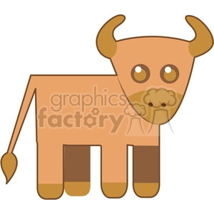 The clipart image shows a cartoon bull looking towards you. The bull is brown overall and has darker legs. 