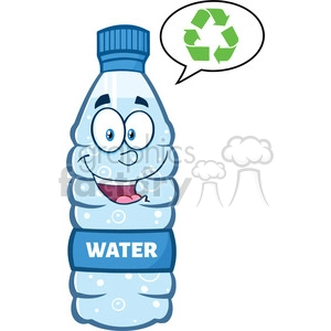9362 royalty free rf clipart illustration smiling water plastic bottle cartoon mascot character speech bubble vector illustration isolated on white
