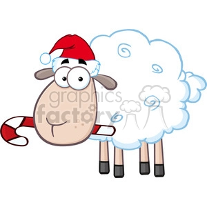 royalty free rf clipart illustration christmas sheep cartoon character vector illustration isolated on white