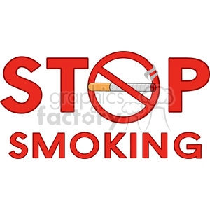 royalty free rf clipart illustration stop smoking sign with cigarette and text vector illustration isolated on white background