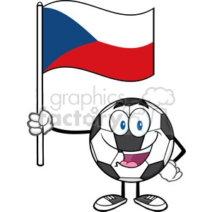 happy soccer ball cartoon mascot character holding a flag of the czech republic vector illustration isolated on white background