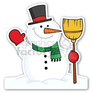 snowman with broom sticker