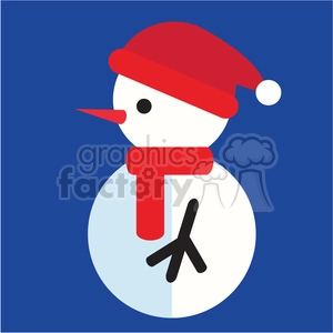 snowman profile with santa hat on blue square icon vector art