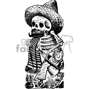 drunk skeleton vector art day of the dead Jose Guadalupe Posada