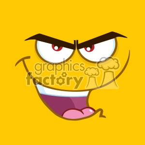 10893 Royalty Free RF Clipart Evil Cartoon Square Emoticons With Bitchy Expression Vector With Yellow Background