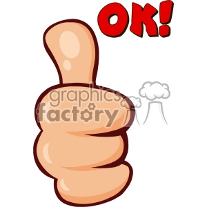 10690 Royalty Free RF Clipart Cartoon Hand Giving Thumbs Up Gesture Vector With Text OK