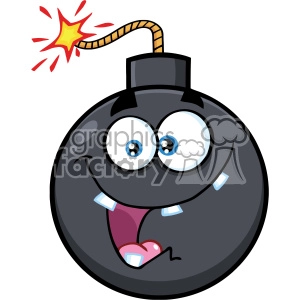 Royalty Free RF Clipart Crazy Bomb Face Cartoon Mascot Character With Expressions Vector Illustration