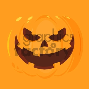 Evil Halloween Pumpkin Cartoon Emoji Face Character Vector Illustration Flat Design Style With Background