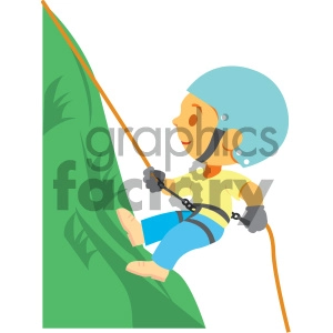 boy climbing a mountain vector illustration