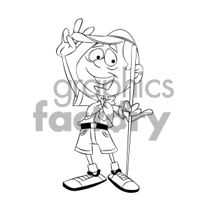 black and white cartoon boy scout character