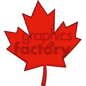 Royalty Free RF Clipart Illustration Canadian Red Maple Leaf Line Cartoon Drawing Vector Illustration Isolated On White Background