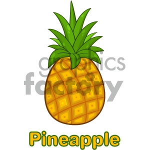 Royalty Free RF Clipart Illustration Pineapple Fruit With Green Leafs Cartoon Drawing Simple Design Vector Illustration Isolated On White Background With Text