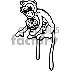 cartoon clipart monkey 011 bw