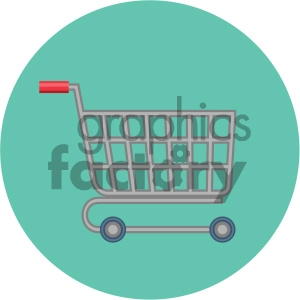 shopping cart circle background vector flat icon