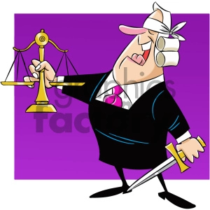 cartoon supreme court justice holding scale of blind justice