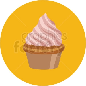 cupcake with frosting vector flat icon clipart with circle background
