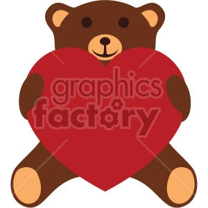 teddy bear holding large red heart valentines vector icon no background
