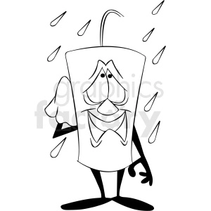 black and white cartoon dynamite character happy for the rain