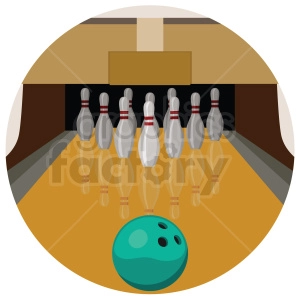 bowling lane vector clipart on circle background