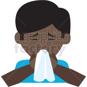 african american boy blowing his nose vector icon