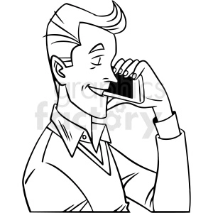 black and white man talking on phone vector clipart