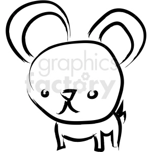This clipart image features a simplistic, cute drawing of a mouse. The mouse has large round ears, a round body, small limbs, and a tiny tail. The facial features include dot eyes, a small nose, and a simple line for a mouth with whiskers.