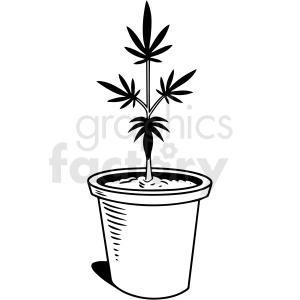 black and white cartoon marijuana plant vector clipart