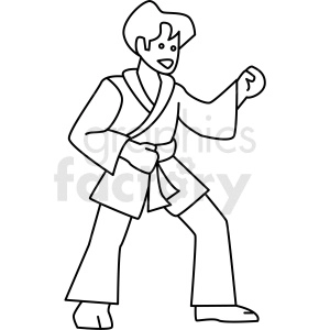 man practicing martial arts vector icon