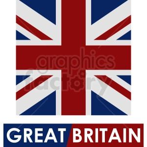 The image shows a stylized representation of the United Kingdom's national flag, commonly known as the Union Jack, which combines the crosses of the patron saints of England, Scotland, and Ireland. Below the flag is text that reads GREAT BRITAIN.