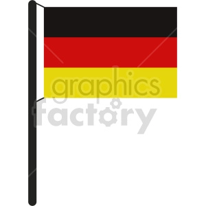 This clipart image shows a flagpole with a horizontally striped flag consisting of three colors: black, red, and gold (yellow), which are the colors of the national flag of Germany.