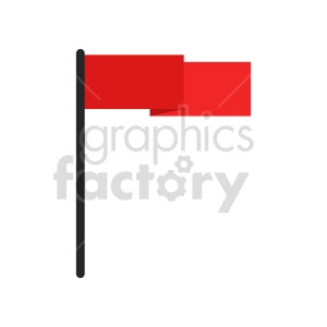 The clipart image displays a simple red flag attached to a black flagpole. There is no emblem, text, or additional design elements on the red flag.