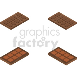 isometric chocolate bars vector icon clipart bundle