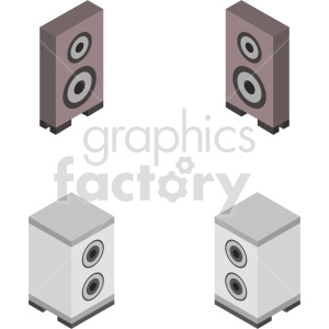 isometric speakers vector icon clipart bundle