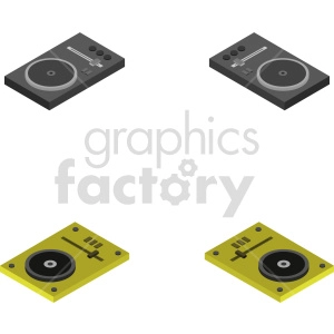 isometric record turn table vector icon clipart 6